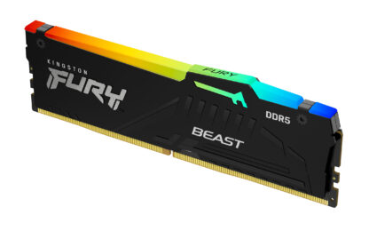 Kingston Fury Beast RGB 16GB, DDR5, 5200MHz, CL40, 1.25V, ECC, PMIC, Intel XMP 3.0, Black, DIMM Memory