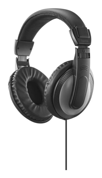 Hama (Shell II) Headphones, 3.5mm Jack (6.35mm Adapter), 40mm Drivers, 2m Cable, Padded Headband, Black/Dark Grey