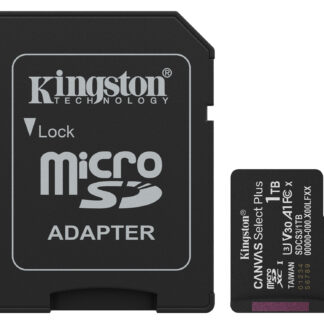 Kingston 1TB Canvas Select Plus Gen3 MicroSDXC Card with SD Adapter, UHS-I Class 10, U3, V30, A1 App Performance, 150MB/s
