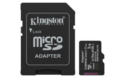 Kingston 1TB Canvas Select Plus Gen3 MicroSDXC Card with SD Adapter, UHS-I Class 10, U3, V30, A1 App Performance, 150MB/s