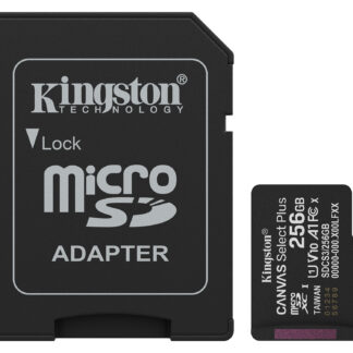 Kingston 256GB Canvas Select Plus Gen3 MicroSDXC Card with SD Adapter, UHS-I Class 10, U1, V10, A1 App Performance, 150MB/s