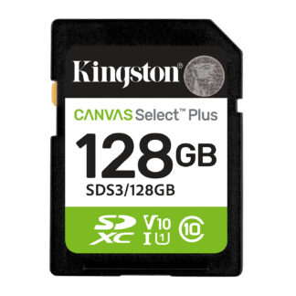 Kingston Canvas Select Plus  SDS3/128GB V30 128GB SD Class 10 UHS-I U3 Flash Card