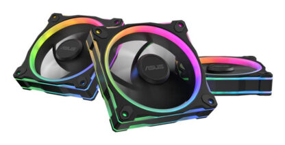 Asus Prime MR120 ARGB Reverse Blade 12cm PWM Case Fans (3 Pack), Sleeve Bearing, 28mm Frame, Dual-Sided Lighting, 1600 RPM, Black