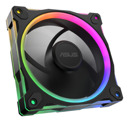 Asus Prime MR120 ARGB 12cm PWM Case Fan, Sleeve Bearing, 28mm Frame, Dual-Sided Lighting, 1600 RPM, Black