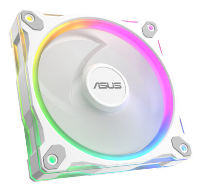 Asus Prime MR120 ARGB 12cm PWM Case Fan, Sleeve Bearing, 28mm Frame, Dual-Sided Lighting, 1600 RPM, White
